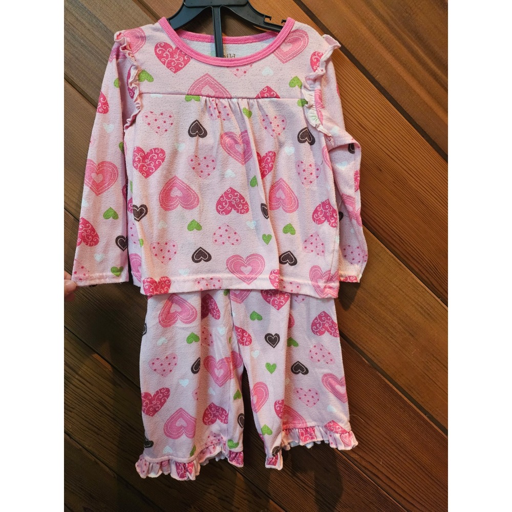 Child of Mine by Carters Toddler Girls Pink Heart Fleece Pajama Set 24M ATY0764